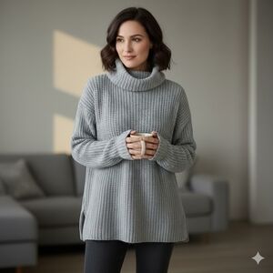 Brandy Melville Womens Soft Grey Italian Lana Wool Blend Knit Sweater Size Large